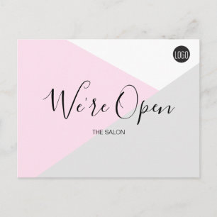 Pink Salon Logo Wir haben geöffnet Covid-19-Sicher Postkarte