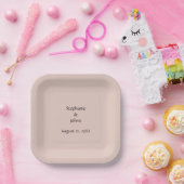 Pink Salt Wedding Custom Couple Name Monogram Cool Pappteller (Party)