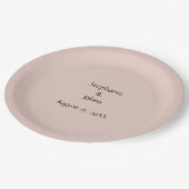 Pink Salt Wedding Custom Couple Name Monogram Nied Pappteller (Schrägansicht)