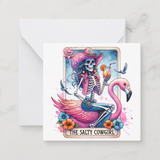 Pink Salty Cowgirl Note Card Mitteilungskarte (Vorderseite)