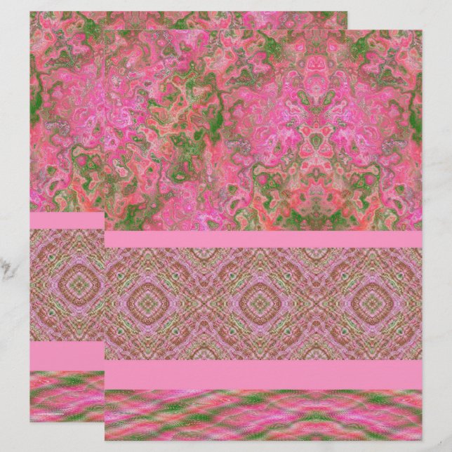 Pink Sampler Scrapbook Paper 2-Sided Page (Vorne/Hinten)