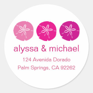 Pink Sand Dollar Address Labels Runder Aufkleber