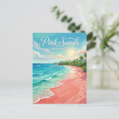 Pink Sands Beach Bahamas Postkarte (Stehend Vorderseite)