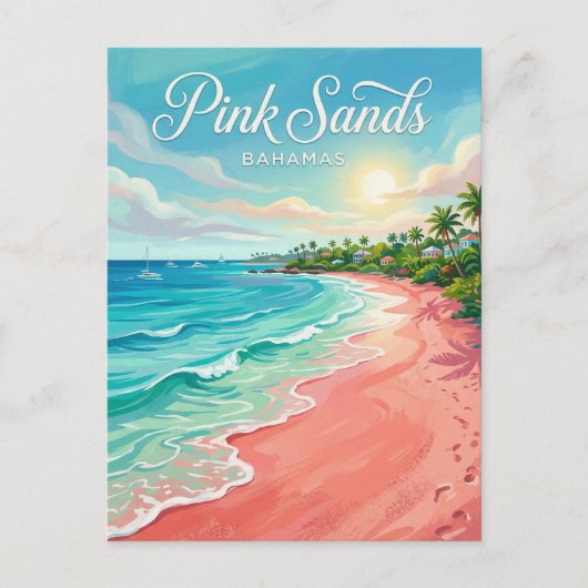 Pink Sands Beach Bahamas Postkarte (Vorderseite)