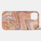 Pink Sandstone Agate Marble Abstrakt Name Monogram Case-Mate iPhone Hülle (Rückseite (Horizontal))