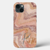 Pink Sandstone Agate Marble Abstrakt Name Monogram Case-Mate iPhone Hülle (Rückseite)