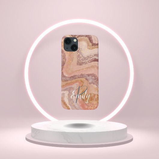 Pink Sandstone Agate Marble Abstrakt Name Monogram Case-Mate iPhone Hülle