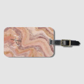 Pink Sandstone Agate Marble Abstrakt Name Monogram Gepäckanhänger (Vorderseite (Horizontal))