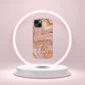Pink Sandstone Agate Marble Abstrakt Name Monogram iPhone Hülle