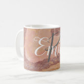 Pink Sandstone Agate Marble Abstrakt Name Monogram Kaffeetasse (Vorderseite Links)