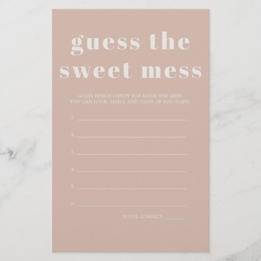 Pink Sandstone Baby Showrate Sweet Mess Game Flyer (Vorne)