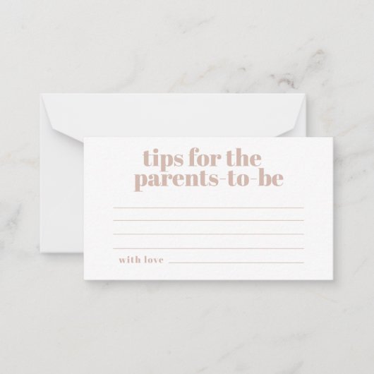 Pink Sandstone Typografy Baby Eltern Tipps Mitteilungskarte (Vorderseite)