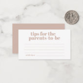 Pink Sandstone Typografy Baby Eltern Tipps Mitteilungskarte (Vorderseite/Rückseite Beispiel)