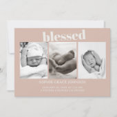 Pink Sandstone Typografy Baby Shower Ankündigung (Vorderseite)