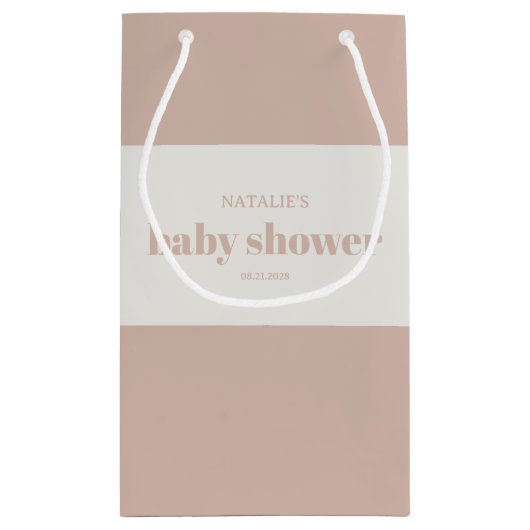 Pink Sandstone Typography Baby Shower Favor Kleine Geschenktüte (Rückseite)