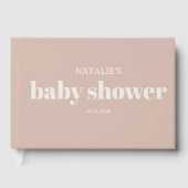Pink Sandstone Typography Baby Shower Gästebuch (Vorderseite)