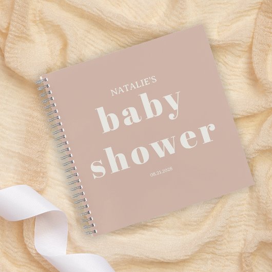 Pink Sandstone Typography Baby Shower Notebook Notizblock