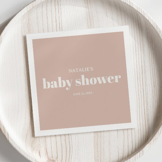 Pink Sandstone Typography Baby Shower Serviette