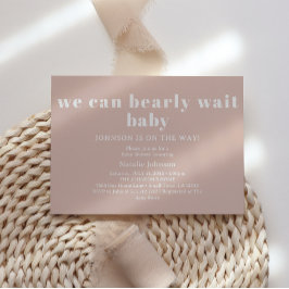 Pink Sandstone Typography Bearly Wait Baby Shower Einladung
