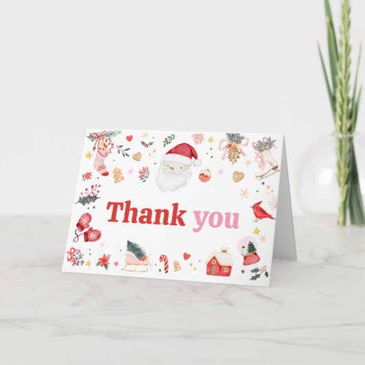 Pink Santa Baby Dusche Dankeskarte (Vorderseite)