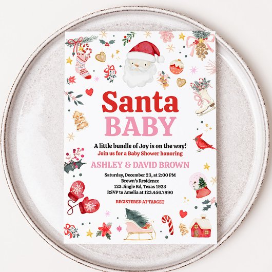 Pink Santa Baby Dusche Einladung