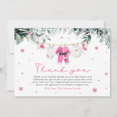 Pink Santa Baby Weihnachtsdusche Danke Einladung (Vorderseite)