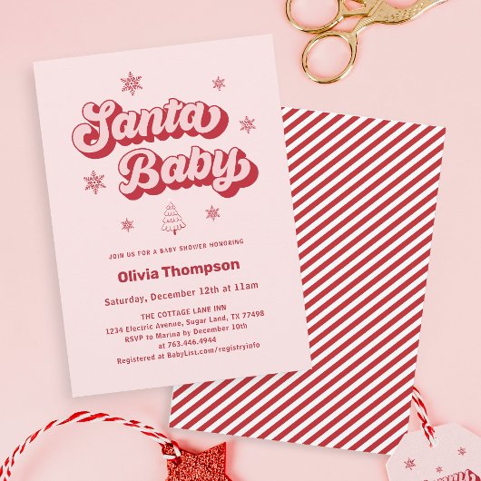 Pink Santa Baby Weihnachtsdusche Einladung