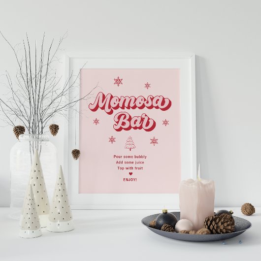 Pink Santa Baby Weihnachtsdusche Momosa Bar Poster