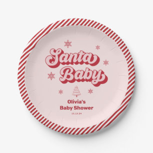 Pink Santa Baby Weihnachtsdusche Pappteller