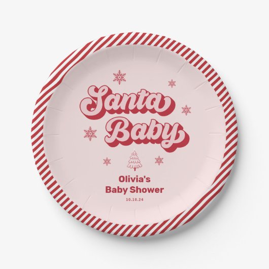 Pink Santa Baby Weihnachtsdusche Pappteller (Vorderseite)