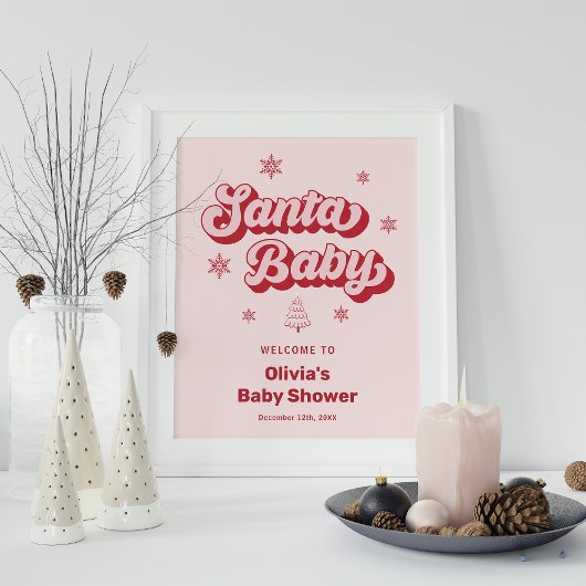 Pink Santa Baby Weihnachtsdusche Willkommen Poster
