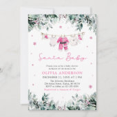 Pink Santa Baby Weihnachtskleidung Kinderdusche Einladung (Vorderseite)