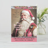 Pink Santa Behaltend Weihnachtszeit Weihnachten Pa Einladung (Stehend Vorderseite)