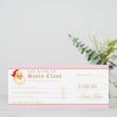 Pink Santa Cheque Gift Voucher Card Einladung (Stehend Vorderseite)