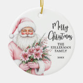 Pink Santa Christmas Keramik Ornament (Vorne)