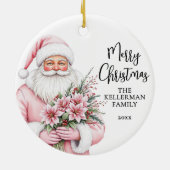 Pink Santa Christmas Keramik Ornament (Hinten)