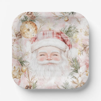 Pink Santa Christmas Pappteller