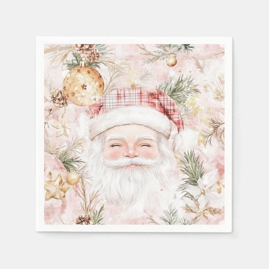 Pink Santa Christmas Serviette (Vorderseite)