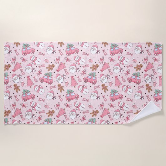 Pink santa christmas strandtuch (Vorderseite)