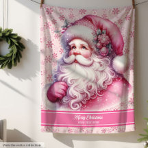 Pink Santa Claus Girls Blanket Custom Pinkmas