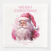 Pink Santa Claus Party Serviette (Vorderseite)