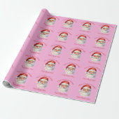 Pink Santa Claus Personalisiert Girls Weihnachten Geschenkpapier (Ungerollt)