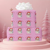 Pink Santa Claus Personalisiert Girls Weihnachten Geschenkpapier