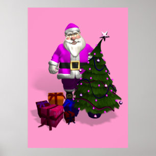 Pink Santa Claus Poster