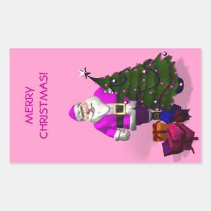 Pink Santa Claus Rechteckiger Aufkleber