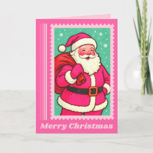Pink Santa Claus Weihnachts-Postage-Briefmarke Feiertagskarte