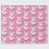 Pink Santa Claus Weihnachts Weihnachtswrapping Pap Geschenkpapier (Flach)