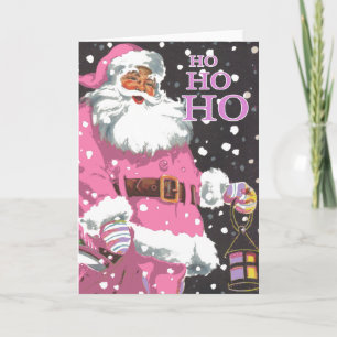 Pink Santa Claus Weihnachtskarte Feiertagskarte