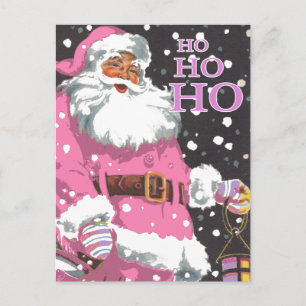 Pink Santa Claus Weihnachtskarte Feiertagspostkarte