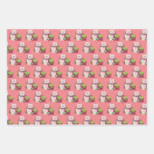 Pink Santa Claus Weihnachtswrapping Paper Geschenkpapier Set (Vorderseite)